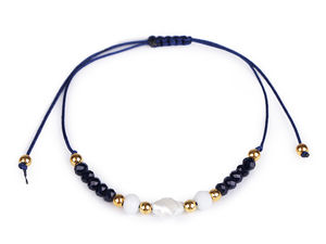 Mother of Pearl Shamballa Bracelet with Cut Glass and Metal Beads, Adjustable Macrame Slide Knot, Universal Fit Boho Summer Jewellery