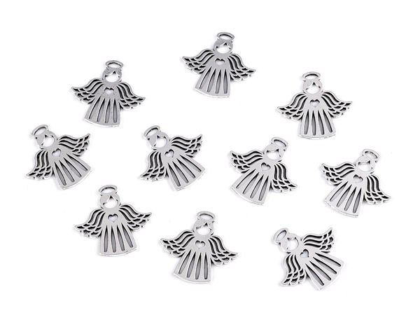 Platinum Angel Pendant Charm for Crafting & Fashion - 27x28 mm Metal Guardian Angel Accent for Clothing, Shoes & Jewelry Making