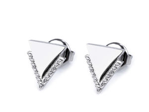 Minimalist Stainless Steel Triangle Hoop Earrings with Cubic Zirconia