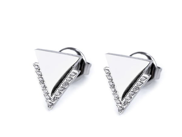 Minimalist Stainless Steel Triangle Hoop Earrings with Cubic Zirconia
