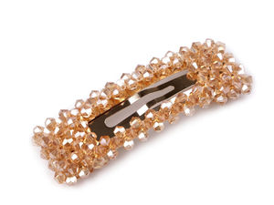 Premium Beaded Snap Hair Clip with Shimmering AB Rhinestones - Elegant Hair Barrette Accessory for Festive Occasions