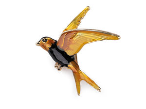 Elegant Bird Enamel Brooch Pin - Vibrant Rainbow Jewelry Accessory for Clothes, Hats, and Scarves