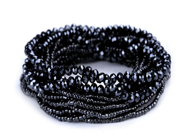 Elegant Multi-Row Beaded Stretch Bracelet Set - 18-Piece Stackable Elastic Bracelets