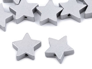 Premium Star-Shaped Metallic Wooden Beads (19mm) for Jewelry Making & Crafts