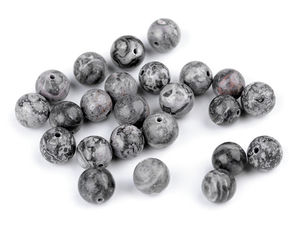 Natural Marble Mineral Beads (8mm) - Grey Gemstone Beads for Jewelry Making and Buddha Bracelets