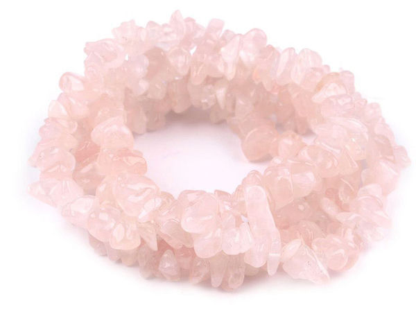 Natural Rose Quartz Mineral Chip Beads on String – Premium Semi-Precious Stone Fractions for Jewelry Making and DIY Crafts (Approx. 217 Chips)