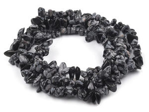 Natural Obsidian Flake Mineral Chip Beads on Nylon String for Jewelry Making