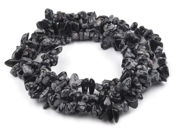 Natural Obsidian Flake Mineral Chip Beads on Nylon String for Jewelry Making