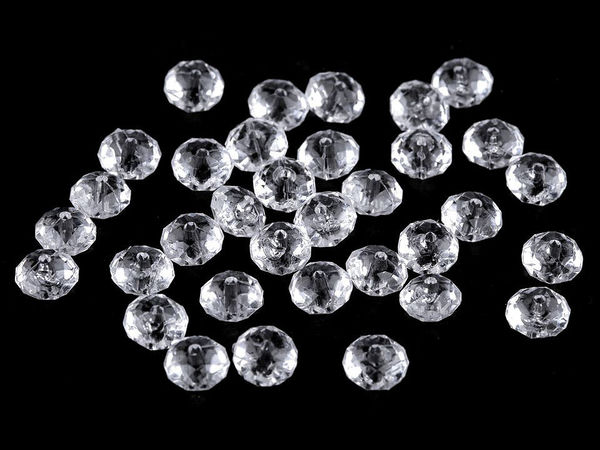 Faceted Rondelle Transparent Acrylic Beads - 5x8mm Lightweight Beads for Jewelry Making, DIY Crafts, and Beaded Curtains