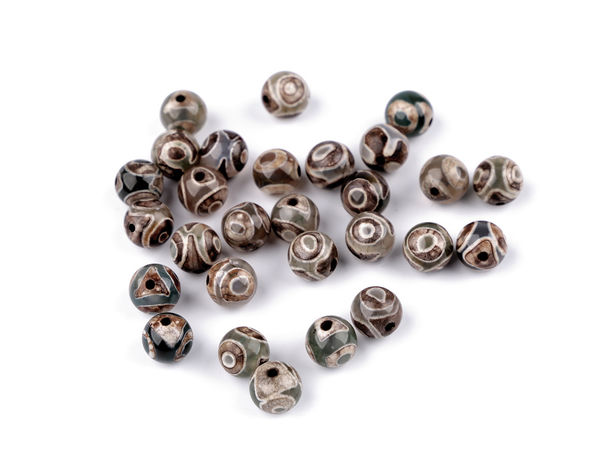 Tibetanske agat Dzi-perler, 8 mm - Premium mineralperler til smykkefremstilling og Buddha-armbånd