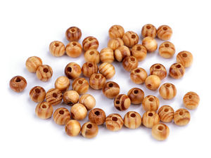 Natural Pine Wooden Beads - Ø6mm Lacquered Craft Beads for Jewelry Making & DIY (10g)