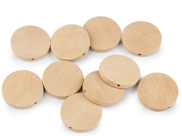 Premium Unfinished Natural Wood Flat Round Pancake Beads (25mm) - Craft Discs for Jewelry, Dreamcatchers, and Macrame