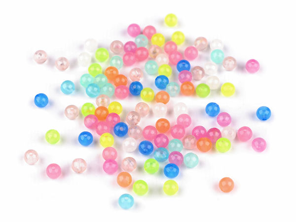 Premium Glow-in-the-Dark Plastic Beads - 6mm Translucent Multi-Color Mix for DIY Jewelry Making, Bracelets & Crafts (20g Pack)