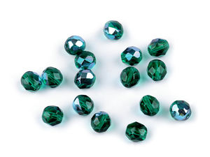 Czech Fire-Polished Round Glass Beads, 8mm, Emerald Green AB (20g Pack)