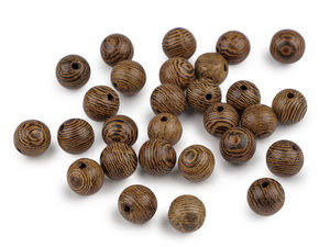 Premium Lacquered Wooden Beads (8mm) - Natural Dark
