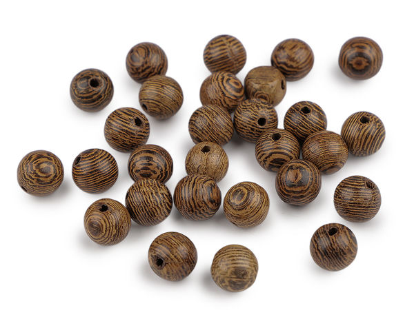 Premium Lacquered Wooden Beads (8mm) - Natural Dark