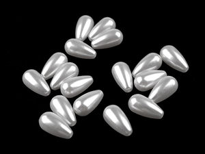 Glance White Faux Pearl Drop Beads - 10x20mm Lustrous Lightweight Plastic Beads for Jewelry Making and Crafts (20g Pack, Approx. 18 Pcs)