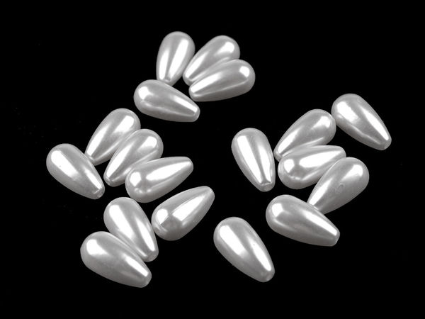 Glance White Faux Pearl Drop Beads - 10x20mm Lustrous Lightweight Plastic Beads for Jewelry Making and Crafts (20g Pack, Approx. 18 Pcs)