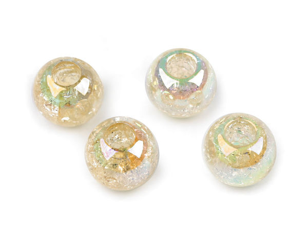 Premium Round Crackle Beads with AB Lustre Effect - 20mm Large Craft Beads for Jewelry Making and DIY Projects