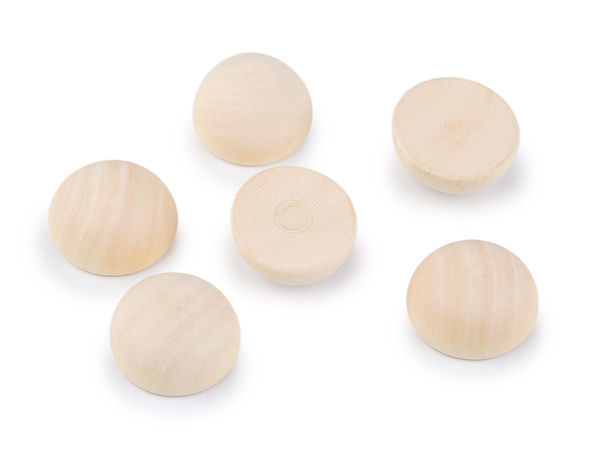 Natural Light Wooden Half Beads - 30mm Craft Hemispheres for DIY Projects, Engraving and Home Decor (No Hole)