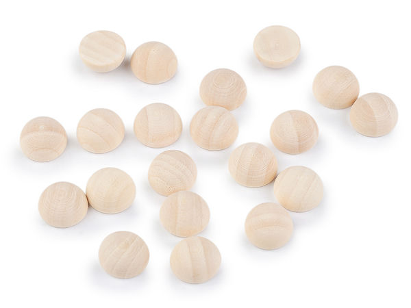 Premium Natural Half Wooden Balls - Split Wood Beads for DIY Crafts, Engraving, and Decor, Ø15 mm