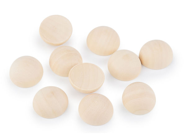 Premium Natural Half Wooden Balls for DIY Crafts, Ø25mm Split Wood Beads
