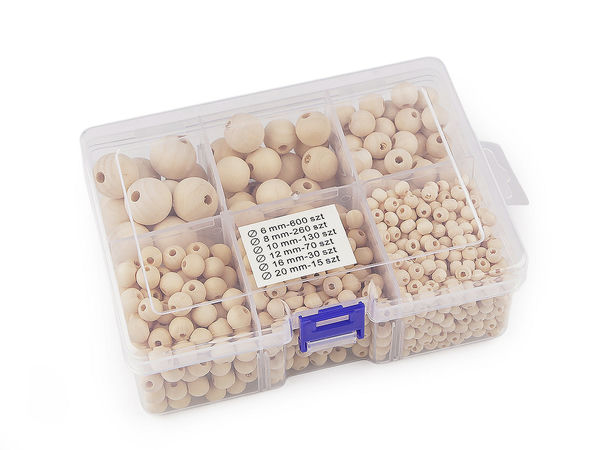 Premium Natural Wooden Beads Set in Organizer Box - 1100 Pcs Multi-Size Craft Beads (6mm to 20mm) for Macrame, Jewelry Making, and DIY Crafts