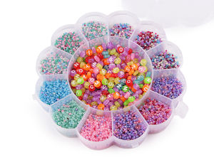 Premium DIY Jewelry Making Bead Kit - Flower-Shaped Organizer with Seed & Letter Beads
