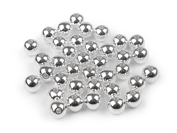 Premium Metallic Gloss Plastic Wax Pearls & Beads, Ø10mm - Silver