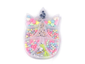 DIY Jewelry Making Bead Kit with Organizer Box - Unicorn, Bear & Shell Craft Set for Bracelets and Necklaces