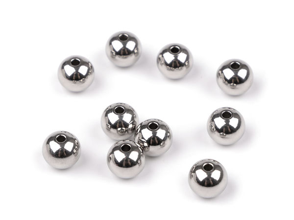 10mm Premium Stainless Steel Beads - Mirror Polish Solid Metal Spacer Beads for Jewelry Making