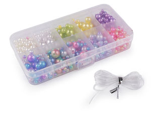 Premium DIY Pearl Bead Jewelry Making Kit - Multicolor Assortment in Storage Box with Elastic Cord for Bracelets and Necklaces