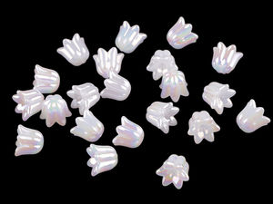 Pearlwhite AB Bell Flower Acrylic Beads - 12x14mm Spacer Beads for Jewelry Making, Beaded Angels, and DIY Crafts