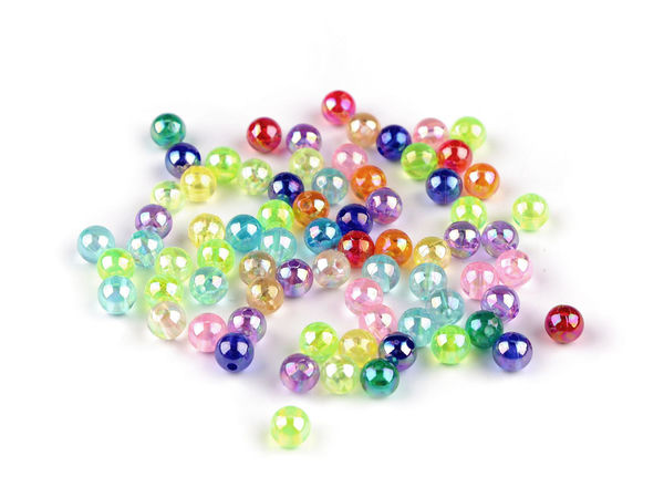 Premium Iridescent AB Glossy Acrylic Bead Mix – Assorted Colorful Craft Beads (Ø6mm & Ø8mm)