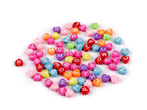 Flat Heart Alphabet Letter Beads (7mm) for DIY Friendship Bracelets & Personalized Jewelry Crafting, Mixed Assortment (approx. 77 Pieces)