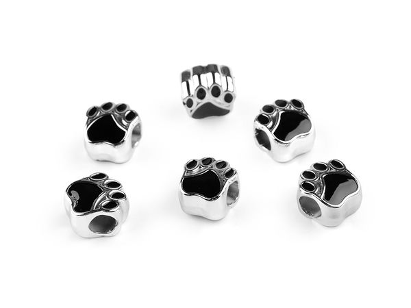 Double-Sided Paw Print Plastic Charm Beads with Large Hole - 11x11mm Craft Beads for Pet Accessories, Jewelry Making, and Macrame