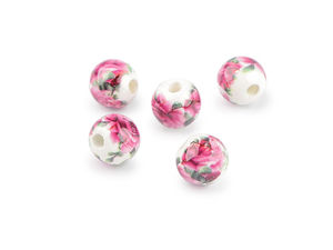 Handcrafted Premium Floral Porcelain Beads (10mm) - Elegant Ceramic Beads for Jewelry Making & DIY Crafts