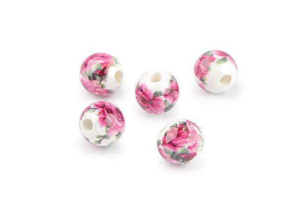 Handcrafted Premium Floral Porcelain Beads (10mm) - Elegant Ceramic Beads for Jewelry Making & DIY Crafts