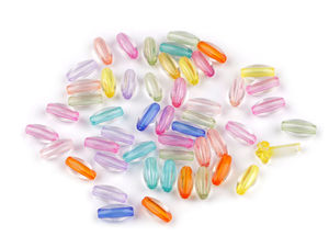 Premium Oval Transparent Acrylic Beads with Vibrant Color Cores (6x12mm, 20g Pack)