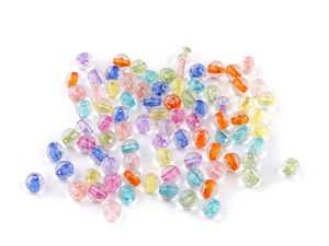 Premium Flat Transparent Plastic Beads with Colorful Core Thread - Assorted Mix (6mm & 8mm)
