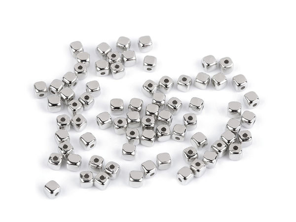 Premium Metallic Finish Beads - Mini Stars, Hearts & Cubes for Jewelry Making and DIY Crafts (Approx. 130 Pcs, 10g Pack)