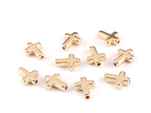 Premium Metallic Cross Beads for Jewelry Making - 12x15mm Shiny Spacer Components