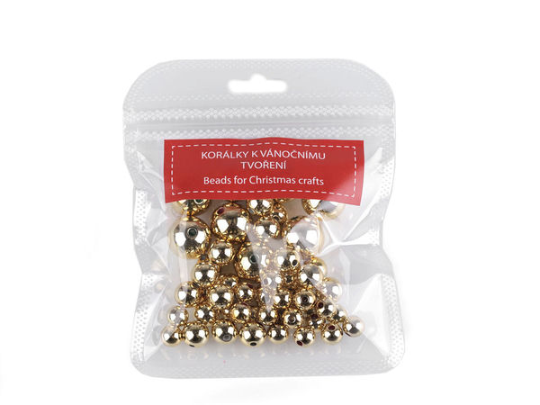 Premium Metallic Finish Craft Beads for Christmas DIY and Jewelry Making, Assorted Sizes, 48-Piece Set