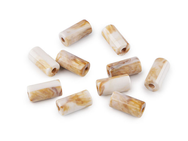 Premium Marble-Effect Plastic Roller Beads, 11x22mm - High-Gloss Smooth Craft Beads for Jewelry Making and DIY Decorations