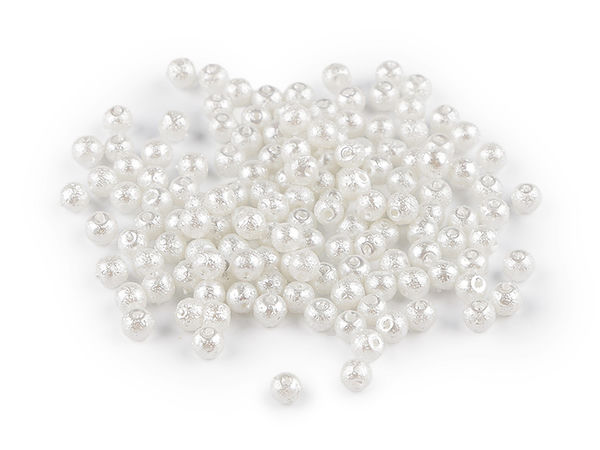 Premium Textured Glass Wax Pearl Beads (4mm) - Scalloped Faux Pearls for Jewelry Making, Beading & Crafts