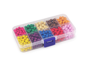 Premium Wooden Bead Craft Set in Organizer Box (600 Pieces, 10 Colors) - Assorted Lightweight Beads for Jewelry Making, Macrame & DIY Crafts