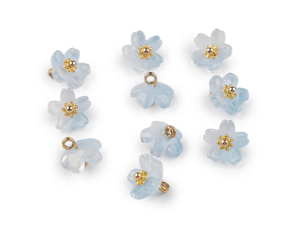 Premium 10mm Flower Bead Pendants with Metal Loop Back for DIY Jewelry Making and Crafts