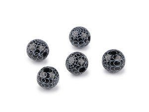 Lacquered Wooden Spider Web Beads, 16mm Large Hole Halloween Craft Beads