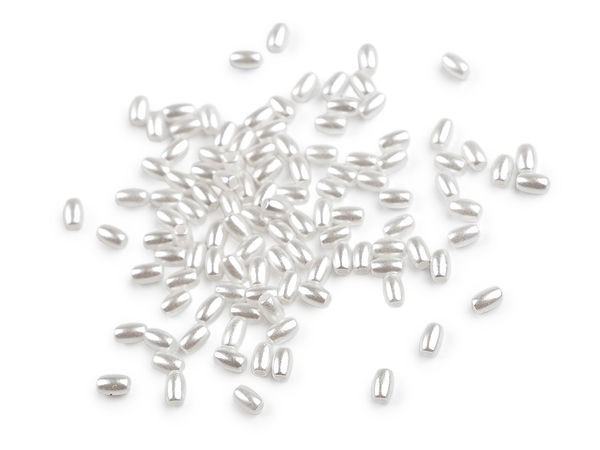 Premium White Plastic Wax Rice Pearl Beads (2.5x4 mm) - Lightweight Jewelry Components for DIY Crafts