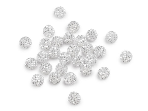 10mm Textured Raspberry Wax Pearl Beads for Jewelry Making, White Pearl Effect Acrylic Beads for DIY Crafts & Home Decor (10g Pack)